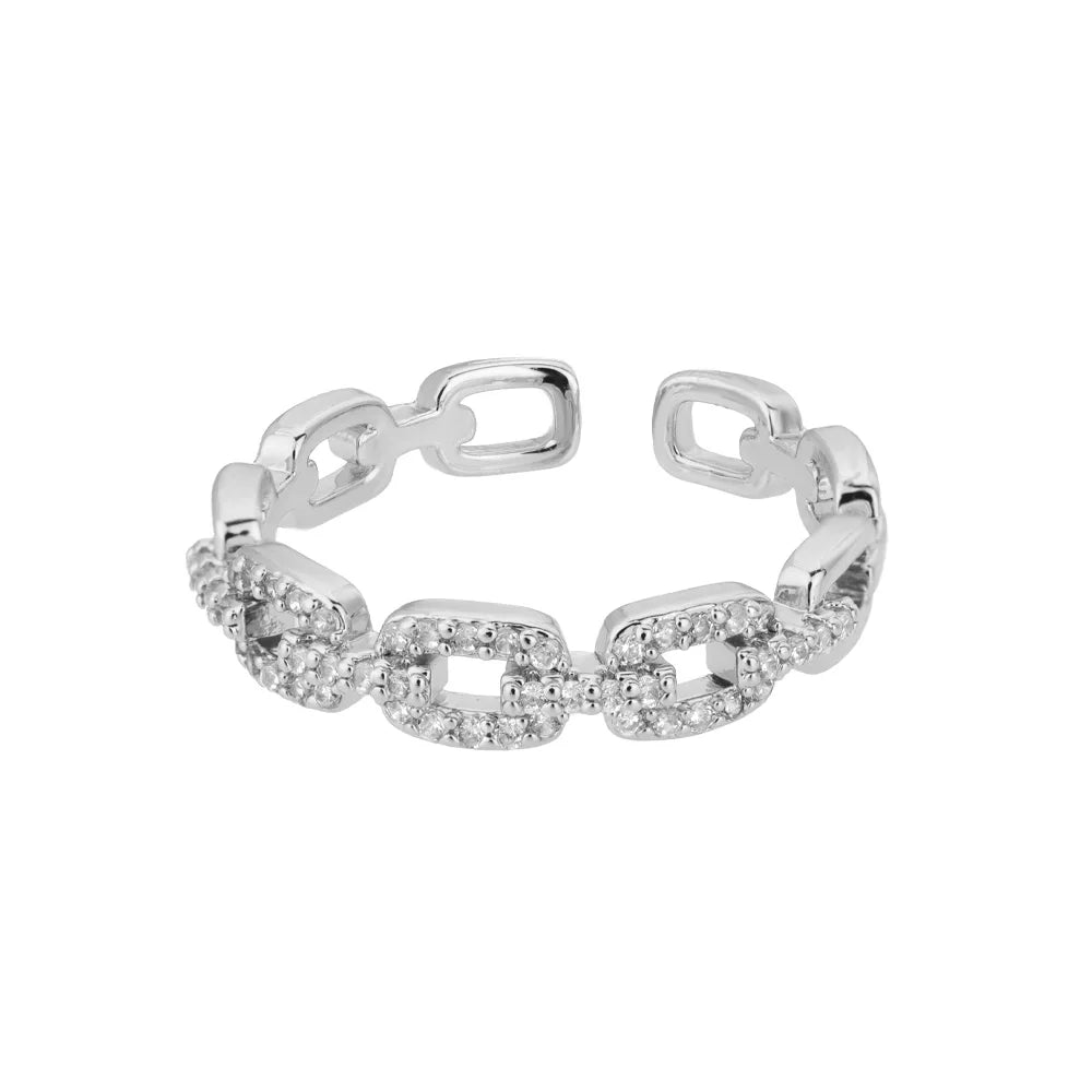 Pavé Chain-Link Ring
