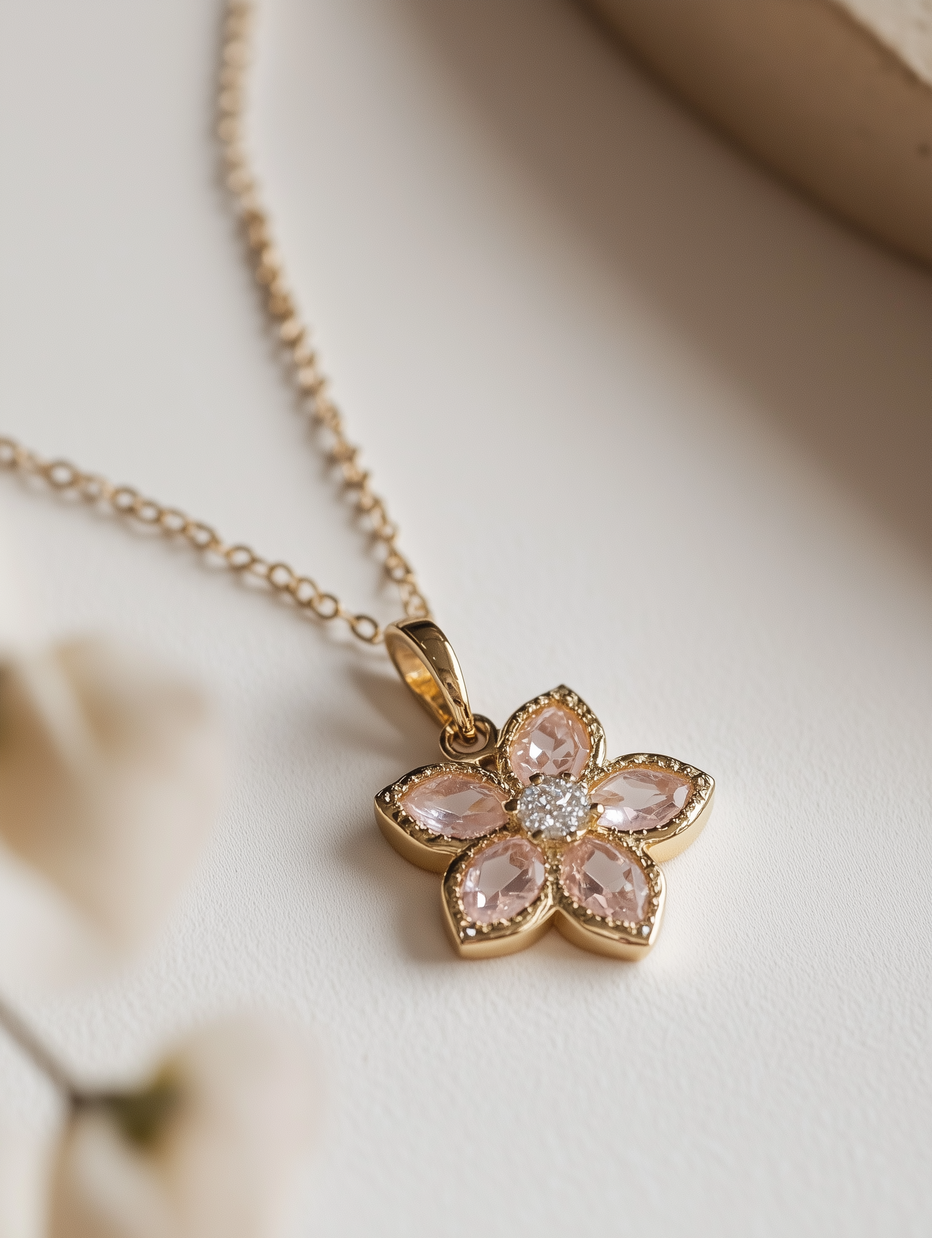 Floral Crystal Pendant Necklace