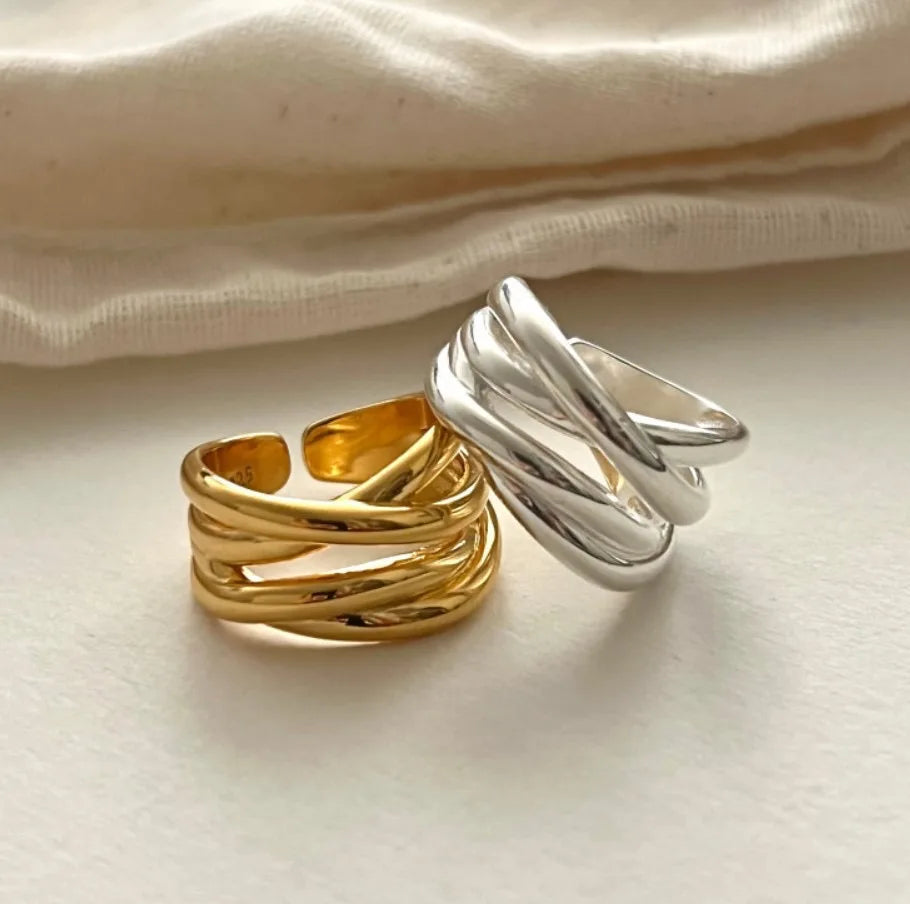 Sculpted Crossover Statement Ring