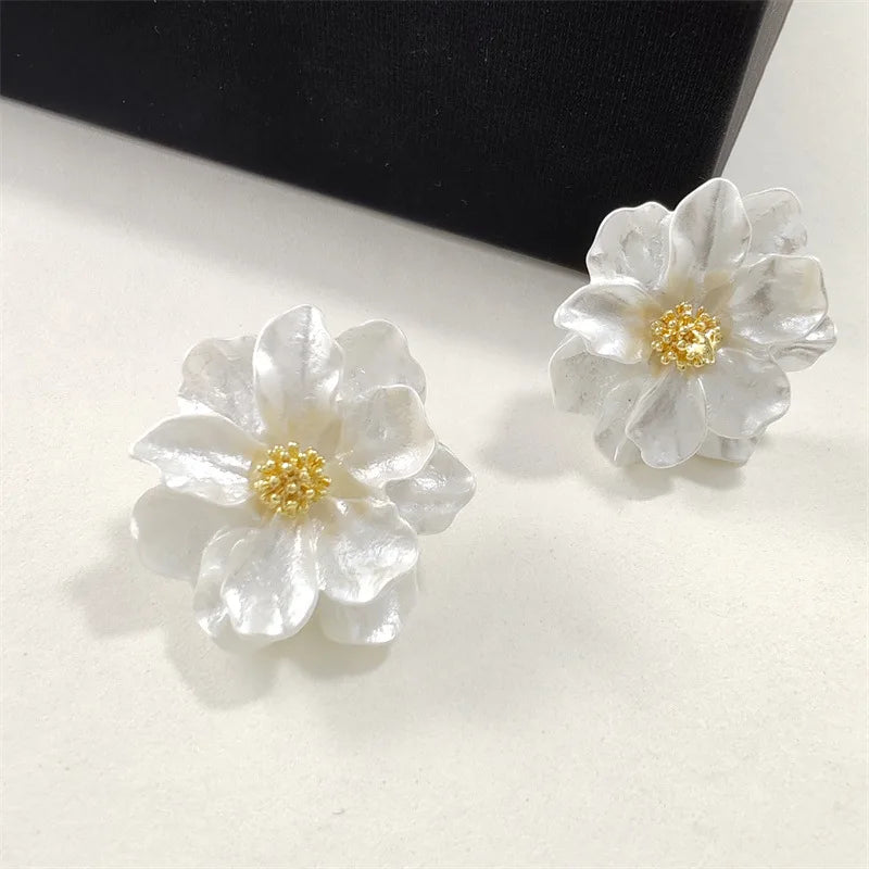 White Petal Stud Earrings