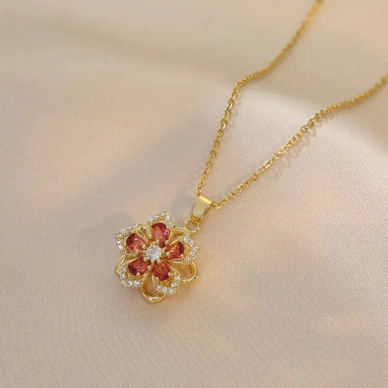 Floral Crystal Pendant Necklace
