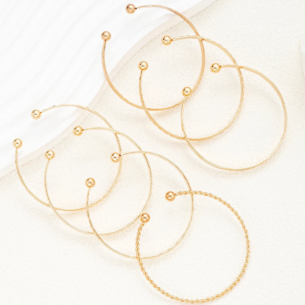 Engraved Vintage-Inspired Gold Bracelet Set