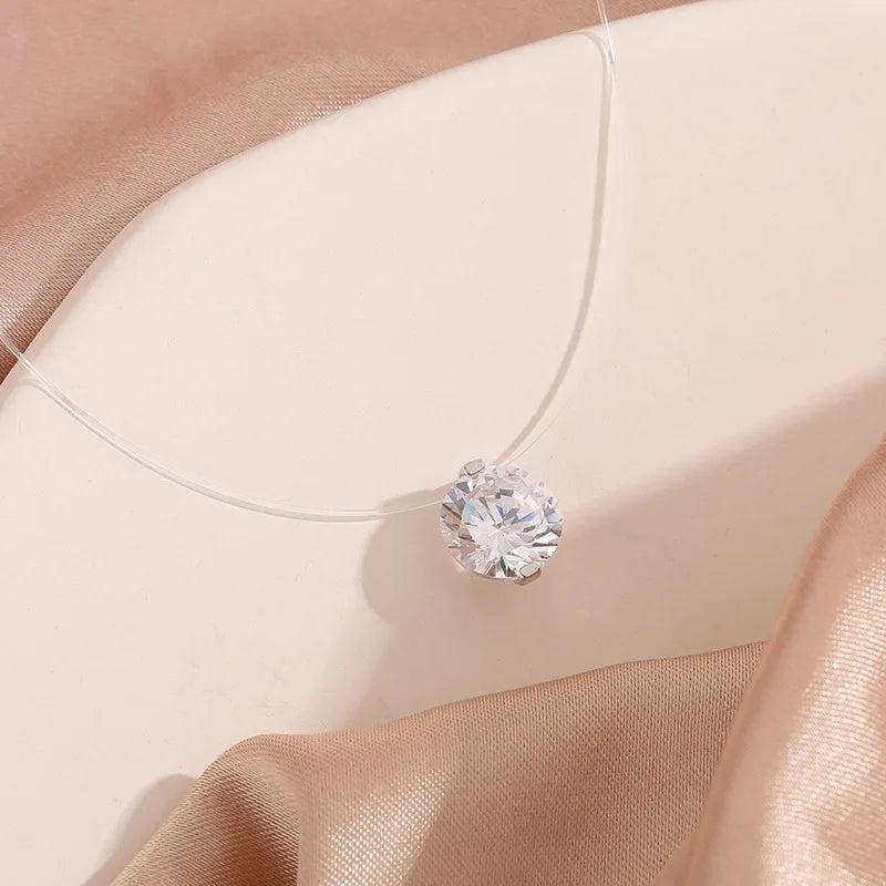 Invisible Crystal Pendant Necklace