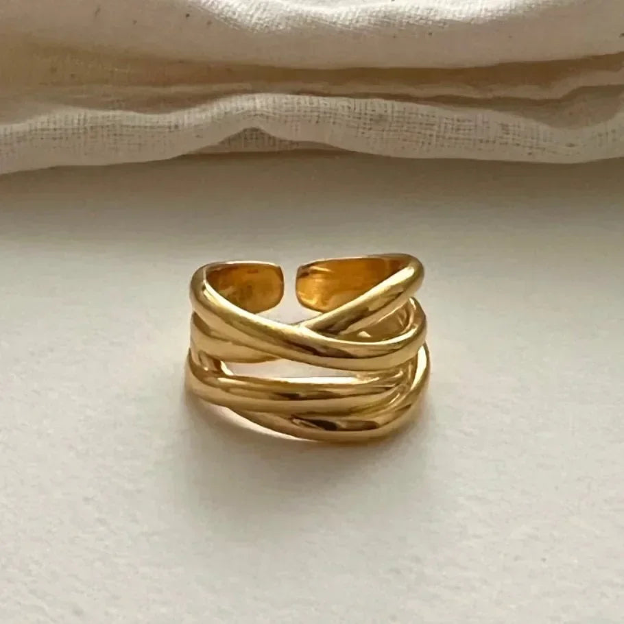 Sculpted Crossover Statement Ring