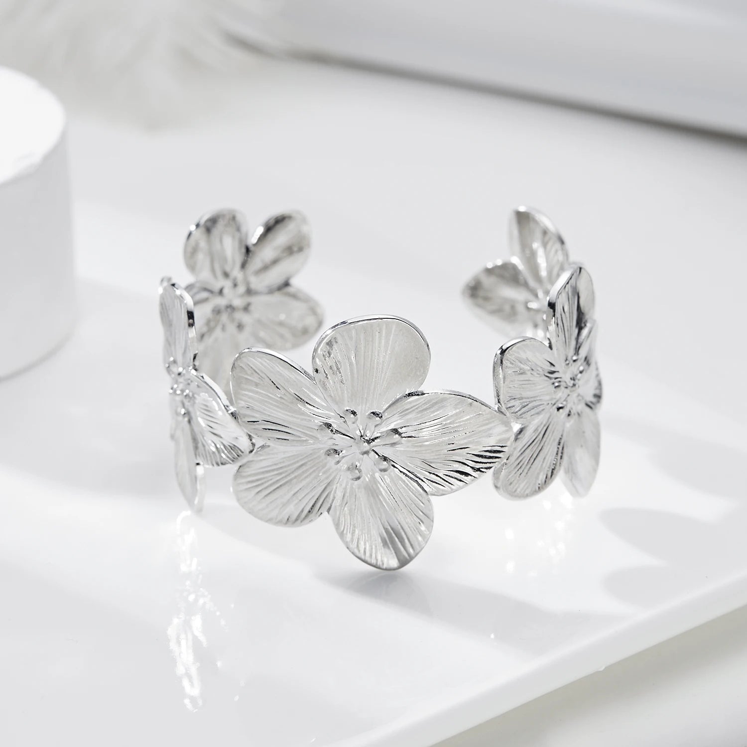 Vintage Floral Open Bracelet